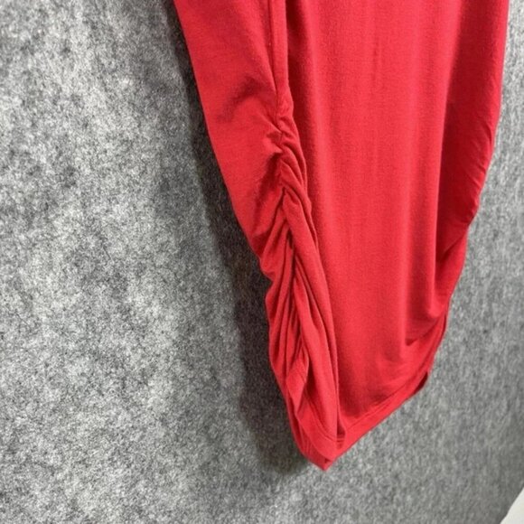 Made By Johnny Top Womens S Red Ruched Sides Oversized Casual Soft Modal - Picture 4 of 10